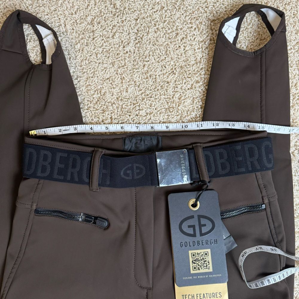 Goldbergh Paris Belted Dark Brown Slim-leg Stirrup Ski Pants NWT US 10 - Picture 2 of 8